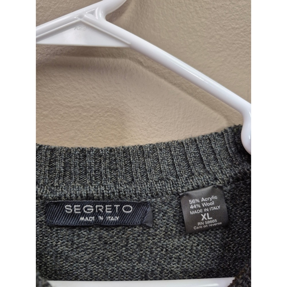 Segreto Italy Sweater XL Coogi Style Striped Knit Wool Blend Gray Mens  Textured - Picture 4 of 4